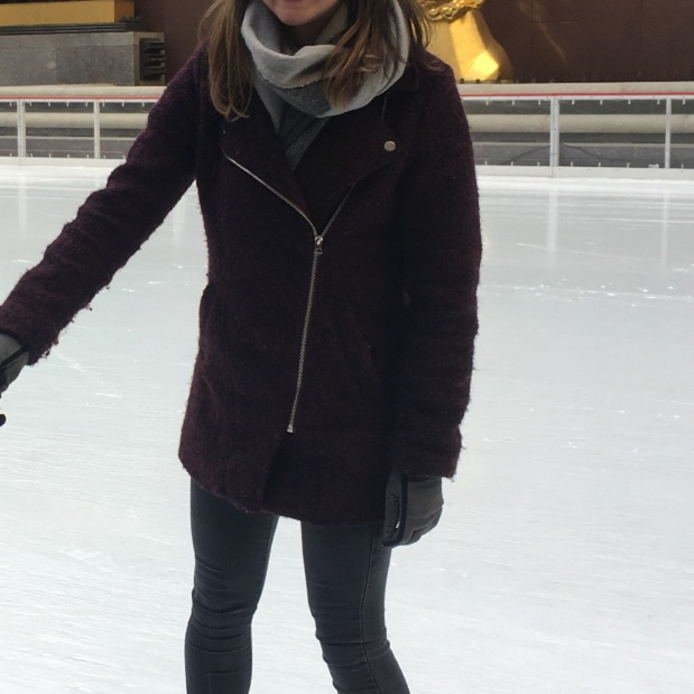 H&M Maroon Asymmetrical Wool Coat